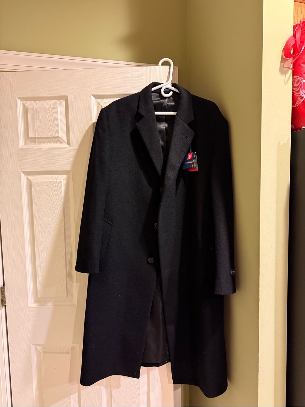 Stafford Black Men's Pea Coat - Classic Single-Breasted